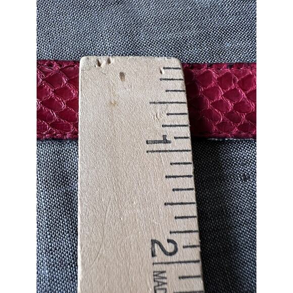 Vintage Kathy young Belt signed solid brass Buckle abstract art Red Snake Skin M - Picture 4 of 16